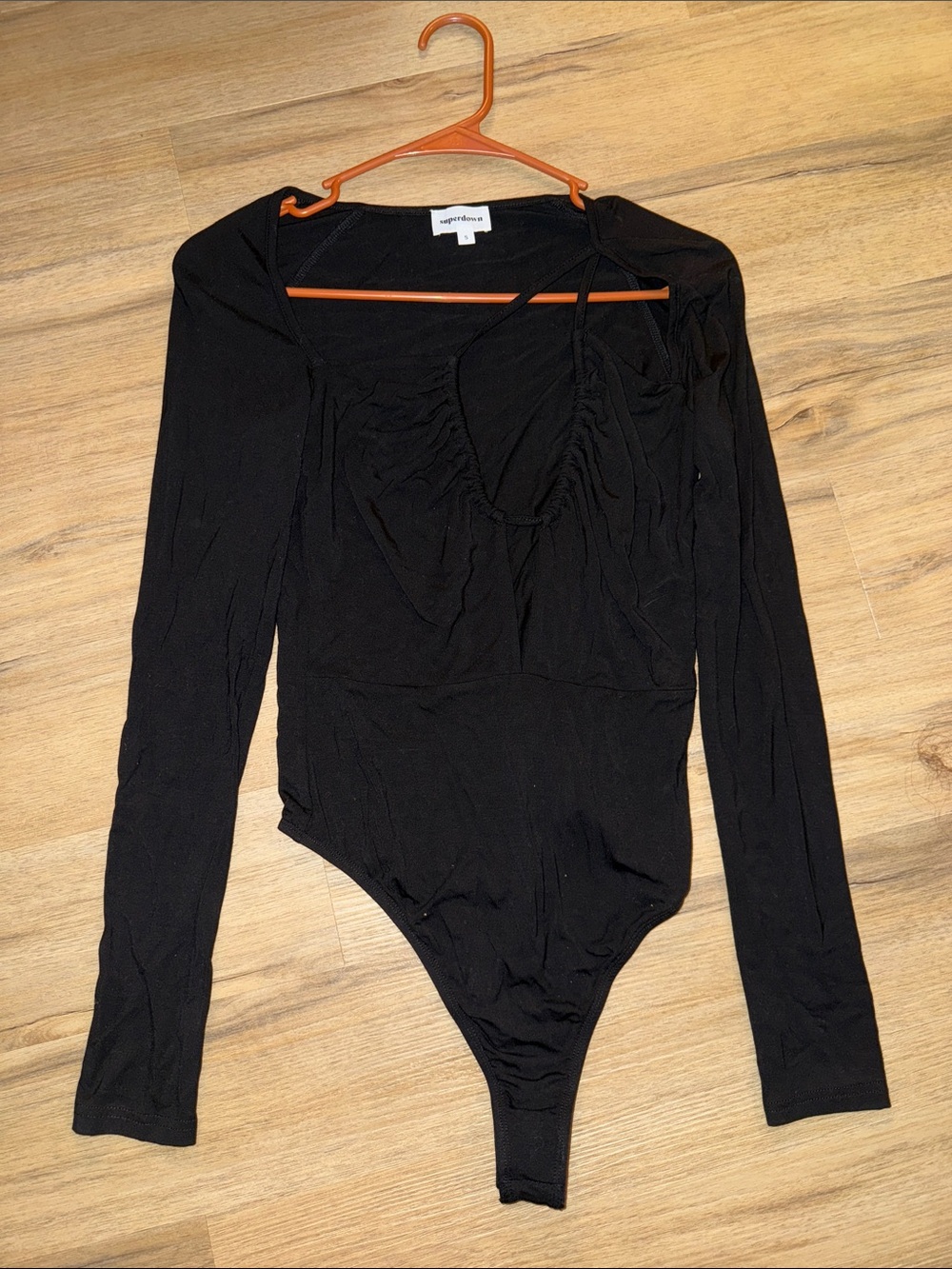 superdown Black Long Sleeve Bodysuit